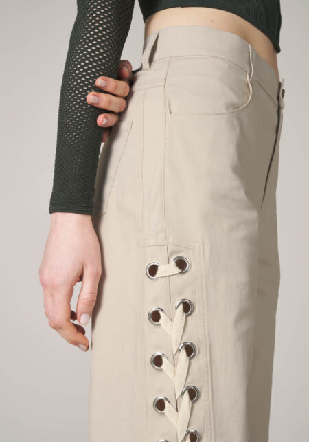 Pantaloni Wide Leg Con Dettaglio Occhielli  - Nicla